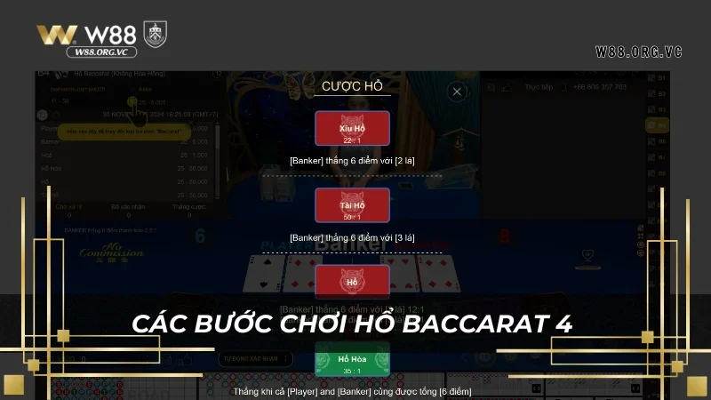 Hổ Baccarat 4 tại W88 – Game bài đỉnh cao với cơ hội trúng lớn 2 Chơi game tại W88 được cung cấp thêm nhiều kèo cược