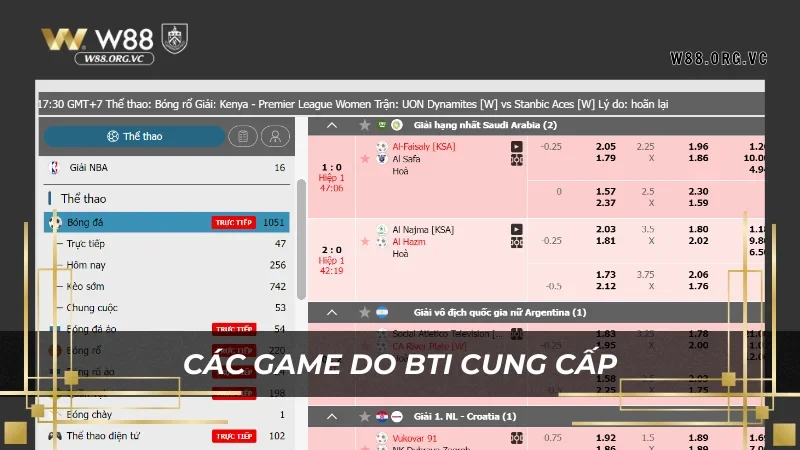 BTi Sports W88 – Nhà Tài Trợ, Cung Cấp Game Số 1 Thị Trường 1 Khám phá kho game tại W88 do BTi Sports cung cấp