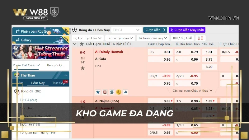 Saba Sports - Nhà Cung Cấp Thể Thao Hàng Đầu W88 2 Saba sports tạo nên một làn sóng thu hút người chơi tại W88