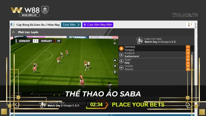 Saba Sports - Nhà Cung Cấp Thể Thao Hàng Đầu W88 3 Thể thao ảo là game hot do Saba sports cung cấp cho W88