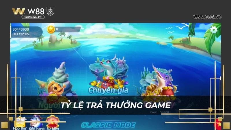 CRAZY FISHING 2 – Game Bắn Cá Đang HOT Tại Nhà Cái W88 3 W88 trả thưởng khác nhau tùy vào loại cá bắn được